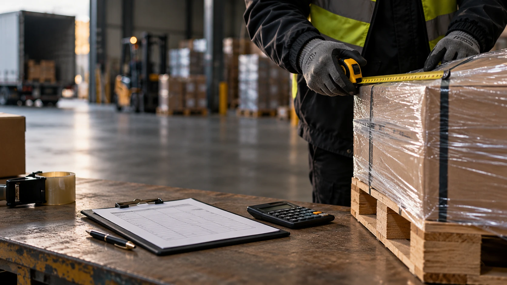Illustrative cargo measurement and shipment planning desk